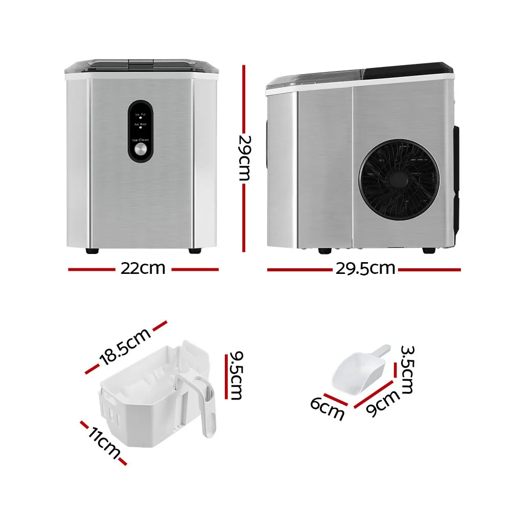 12kg Portable Countertop Ice Maker, Stainless Steel - Devanti