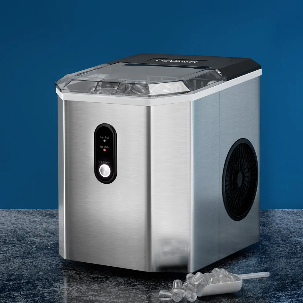 12kg Portable Countertop Ice Maker, Stainless Steel - Devanti