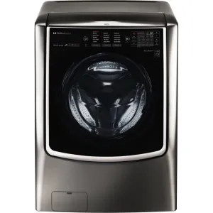 5.8 cu. ft. Large Capacity High Efficiency Smart Front Load Washer with TurboWash and Steam in Black Stainless Steel