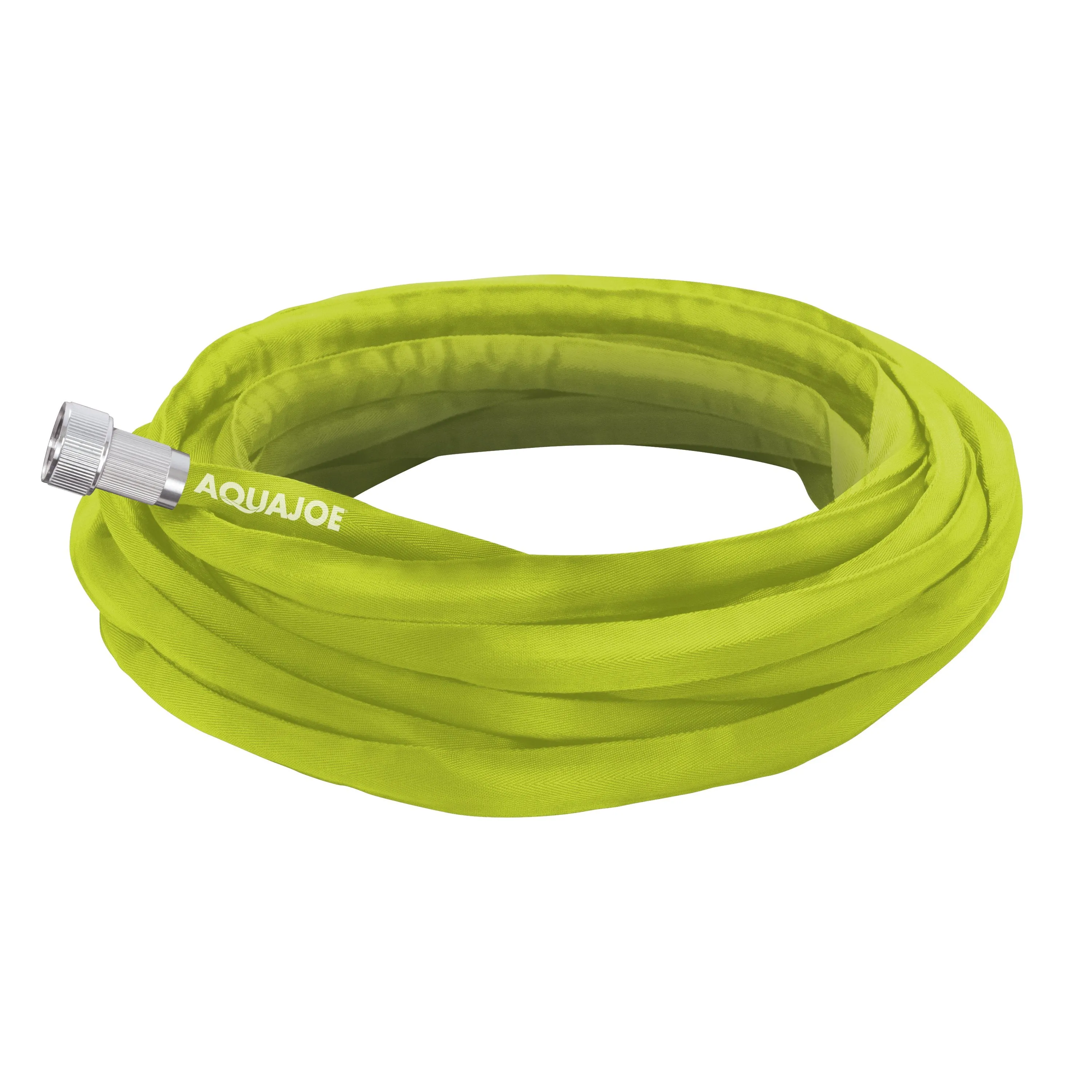 Aqua Joe AJFJH50-PRO-SJG Ultra Flexible Kink Free Fiberjacket Garden Hose | 50-Foot | Metal Fittings | Metal Twist Nozzle Included (Green)