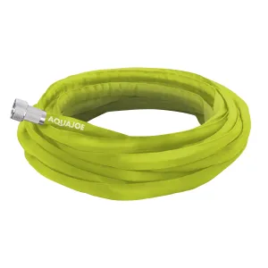 Aqua Joe AJFJH50-PRO-SJG Ultra Flexible Kink Free Fiberjacket Garden Hose | 50-Foot | Metal Fittings | Metal Twist Nozzle Included (Green)