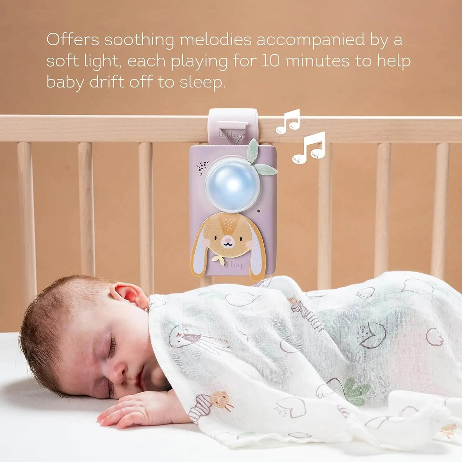 Baby Soothing Sound Machine with Cry Activated Sensor Bunny Soother and Swaddle Set