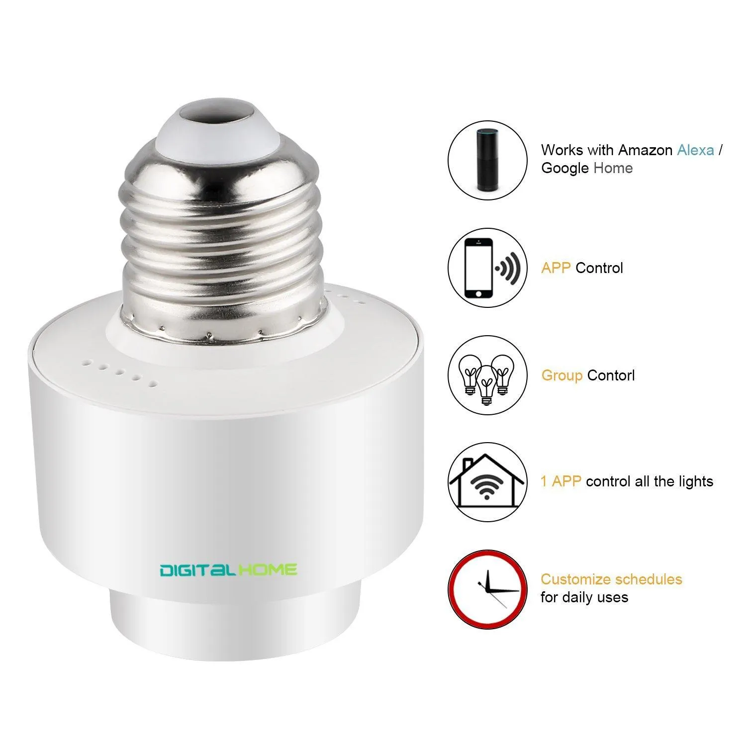 BH100 Smart Bulb Holder (Works with Alexa and Google Assistant)