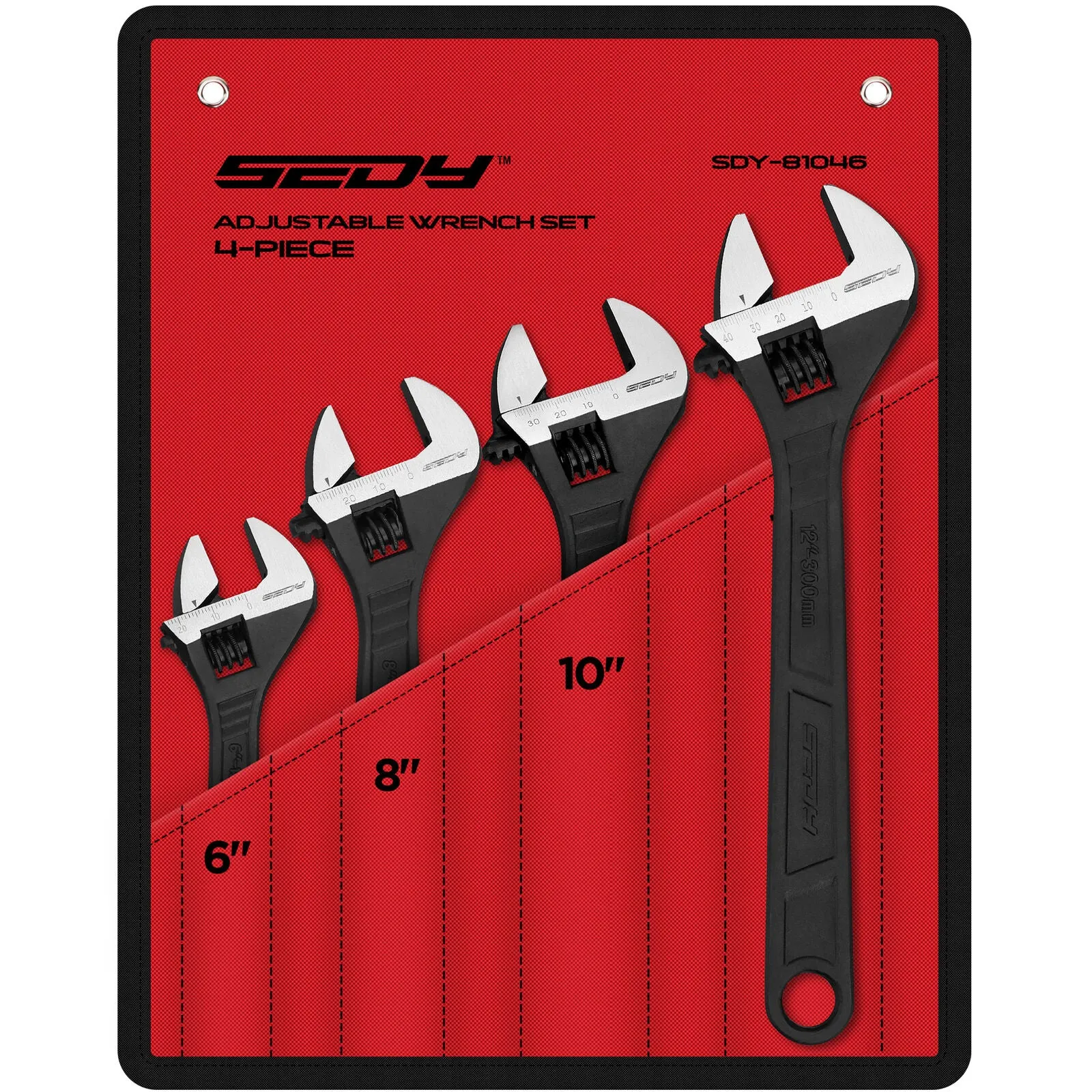 Durable Adjustable Wrench Set, 4Pc, SAE & Metric, Heavy Duty