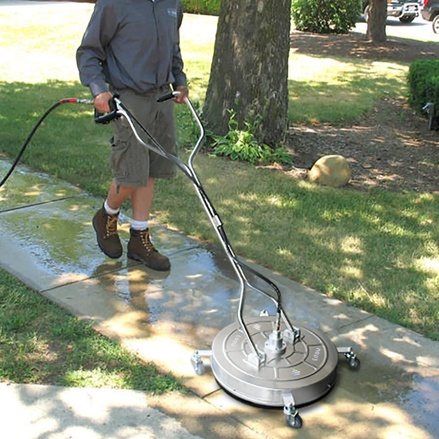 EDOU 24-Inch Pressure Washer Surface Cleaner - Dual Handle Circular Power Washer Accessory