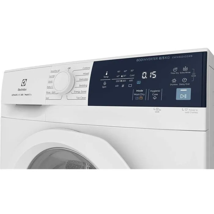 Electrolux EWW8024D3WB Front Load Washer 8.0 Kg Dryer Eco Inverter 5.0 Kg