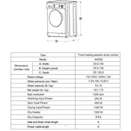 Equator 2020 24" Combo Washer Dryer Silver Winterize Quiet