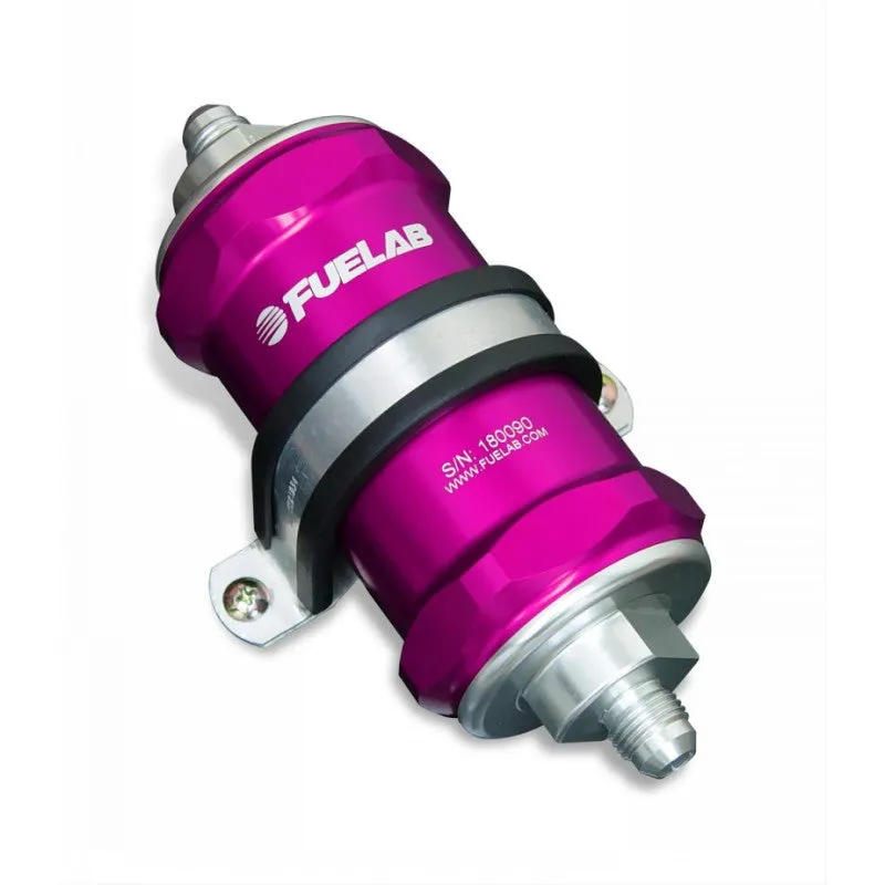 FUELAB 81821-4 In-Line Fuel Filter (6AN in/out, 3 inch 100 micron stainless steel element) Purple