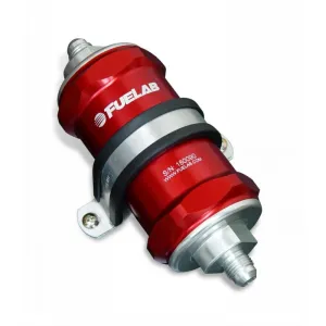 FUELAB 81822-2 In-Line Fuel Filter (8AN in/out, 3 inch 100 micron stainless steel element) Red