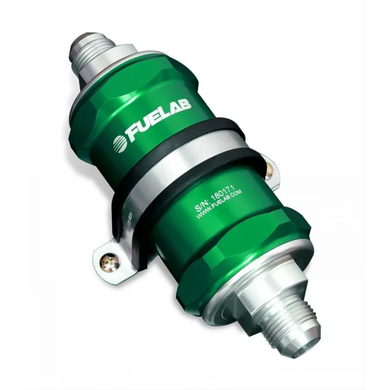 FUELAB 81834-6 In-Line Fuel Filter (12AN in/out, 3 inch 6 micron fiberglass element) Green