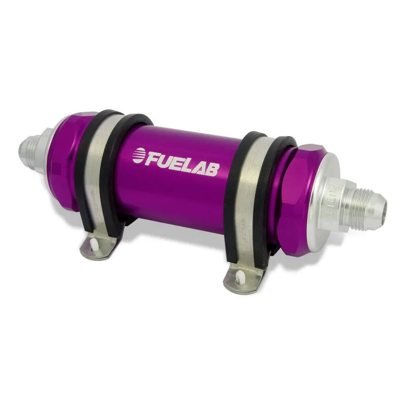 FUELAB 82801-4 In-Line Fuel Filter (6AN in/out, 5 inch 10 micron paper element) Purple