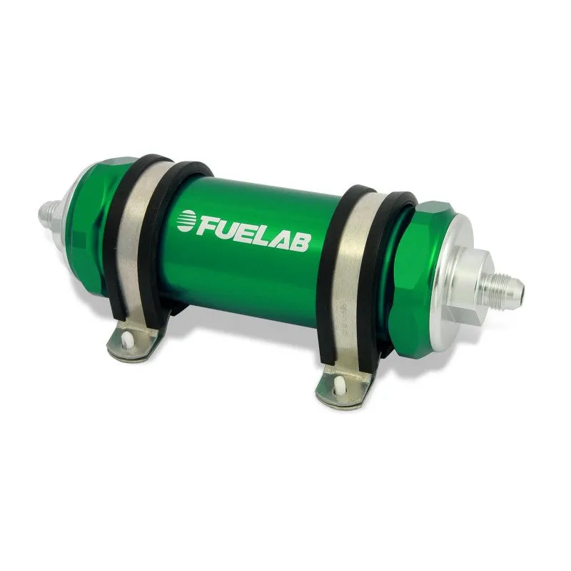 FUELAB 82821-6 In-Line Fuel Filter (6AN in/out, 5 inch 100 micron stainless steel element) Green