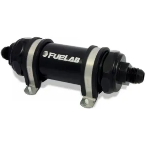 FUELAB 82834-1 In-Line Fuel Filter (12AN in/out, 5 inch 6 micron fiberglass element) Black