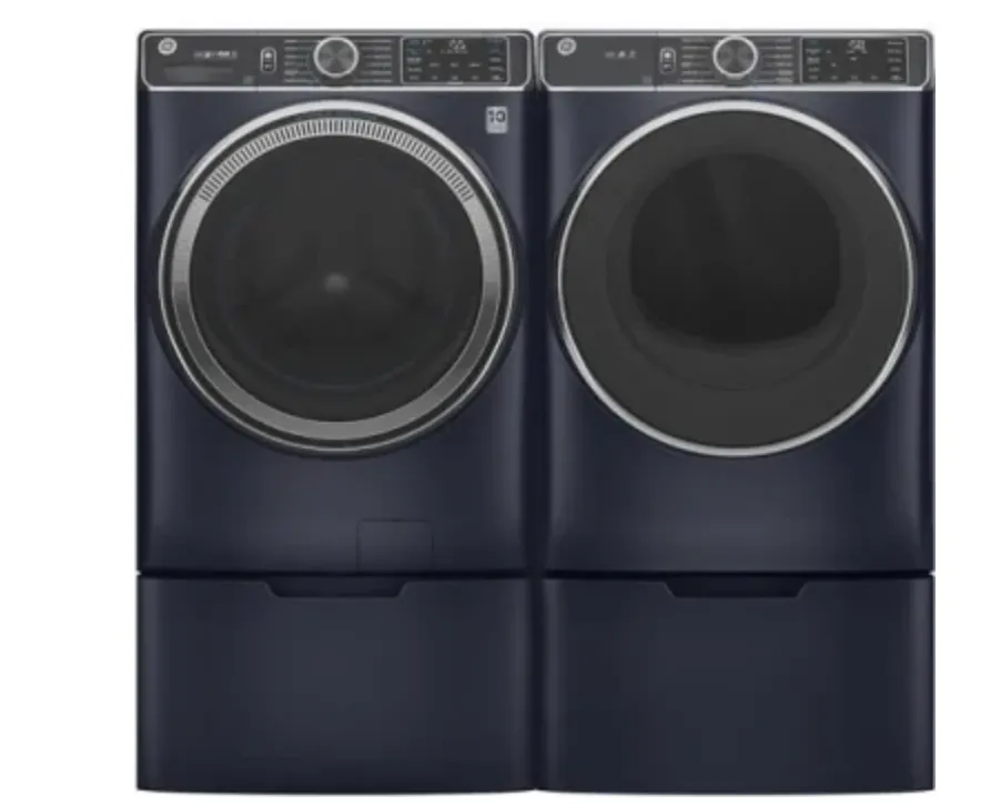 GE  GEWADRERS8501 Side-by-Side Washer & Dryer Set with Front Load Washer and Electric Dryer in Sapphire Blue