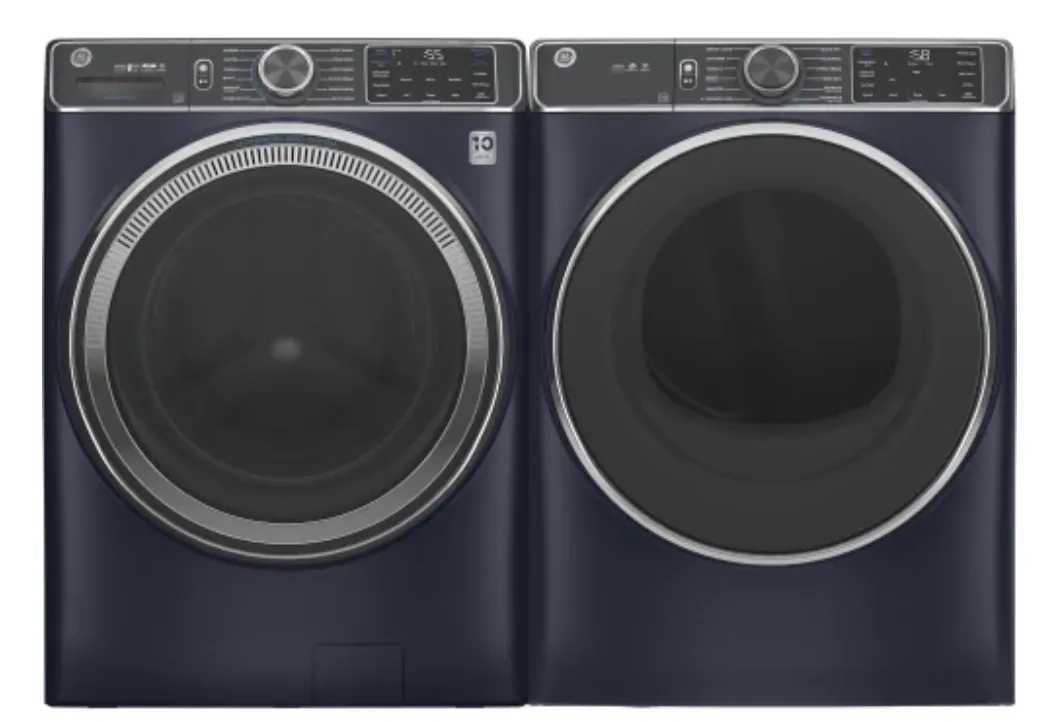 GE  GEWADRERS8501 Side-by-Side Washer & Dryer Set with Front Load Washer and Electric Dryer in Sapphire Blue