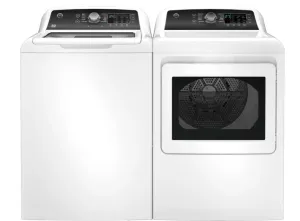 GE  GEWADREWS585 Side-by-Side Washer & Dryer Set with Top Load Washer and Electric Dryer in White