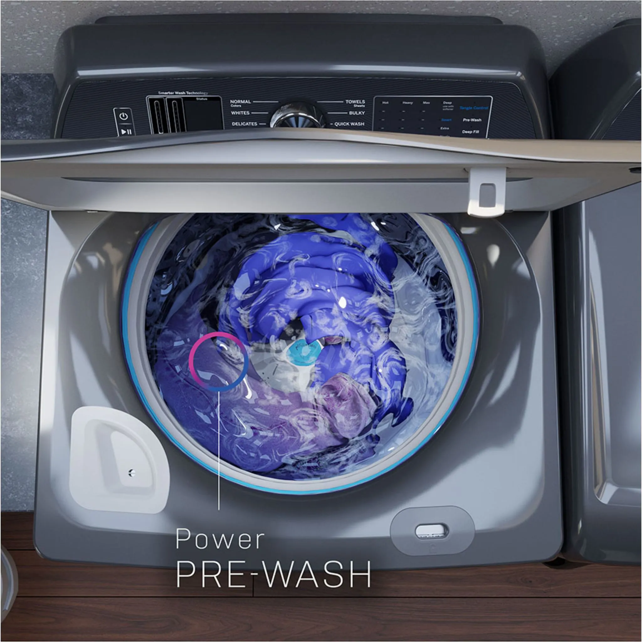 GE Profile 6.2 Cu Ft (IEC) Washer with Smarter Wash Technology Diamond Grey- PTW700BPTDG