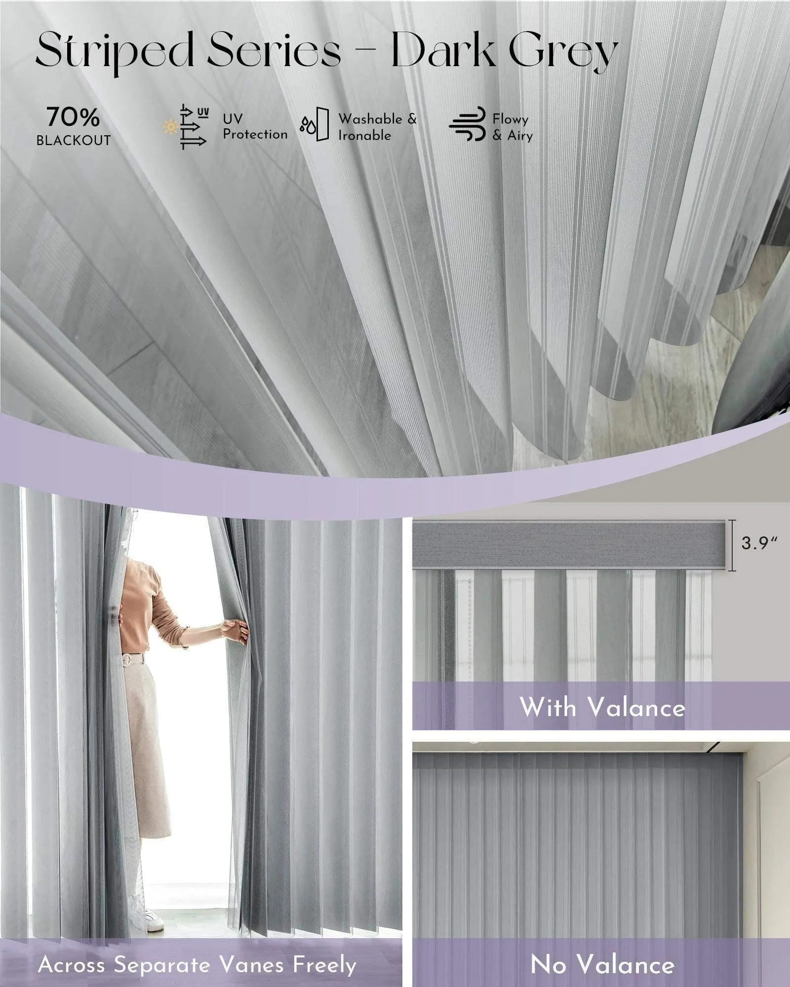 Graywind Smart Sheer Vertical Blinds | Striped Series | Customizable