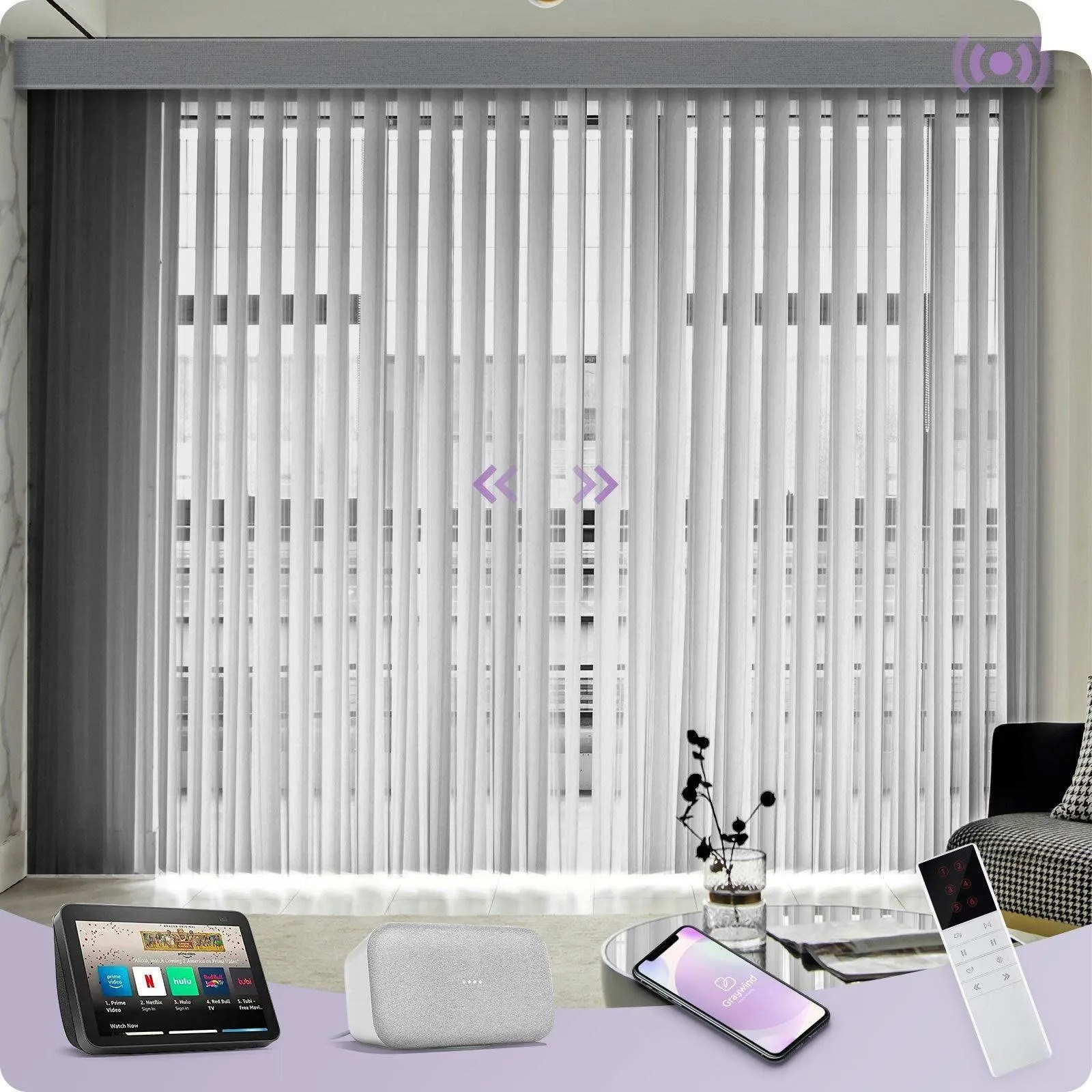 Graywind Smart Sheer Vertical Blinds | Striped Series | Customizable