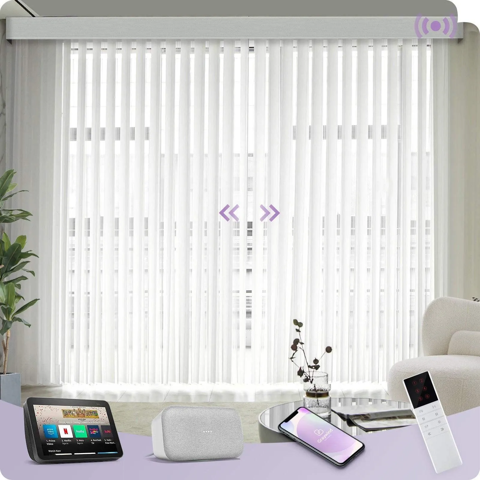 Graywind Smart Sheer Vertical Blinds | Striped Series | Customizable