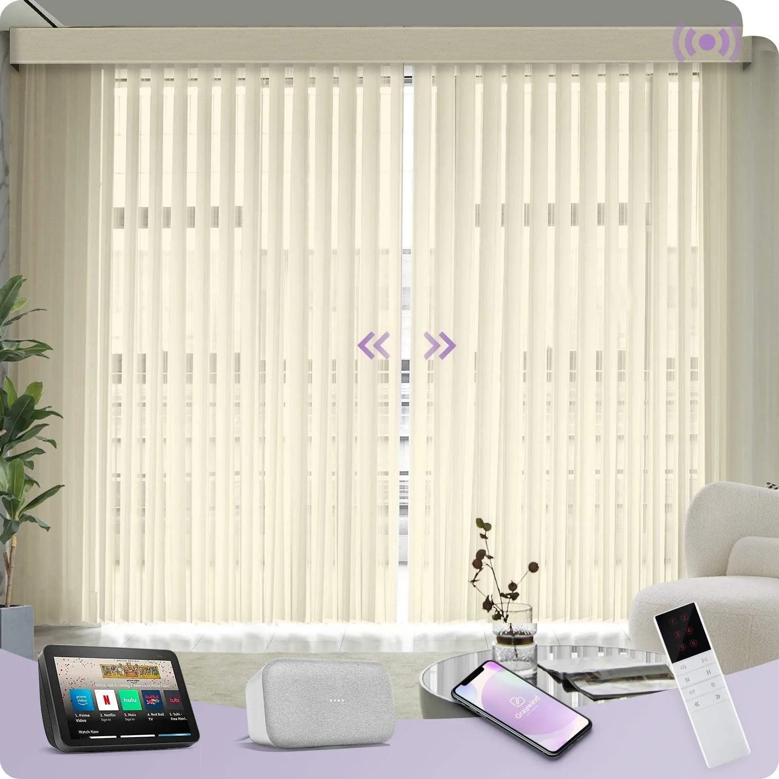 Graywind Smart Sheer Vertical Blinds | Striped Series | Customizable