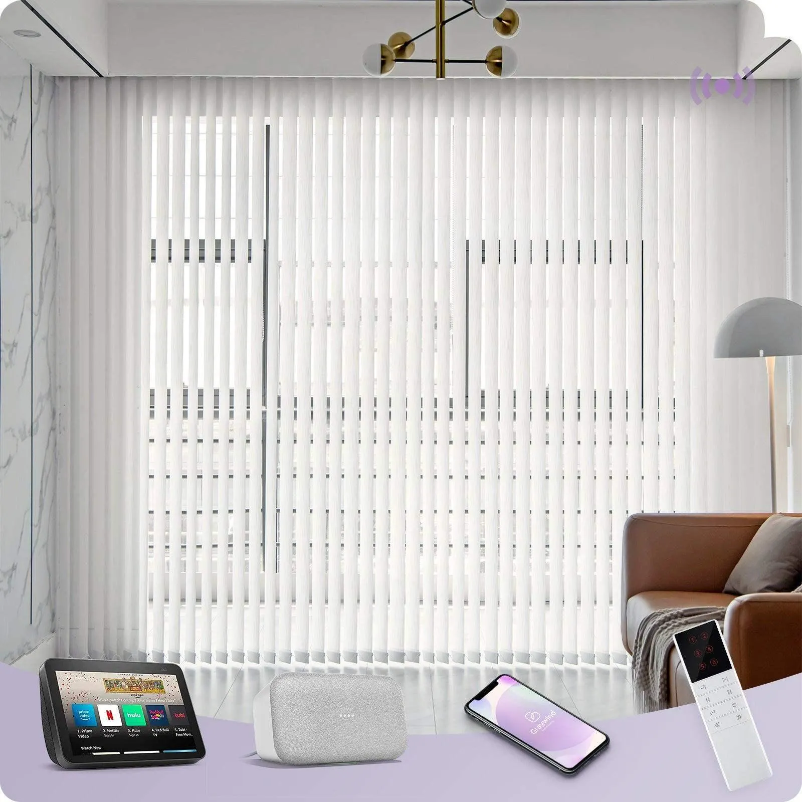 Graywind Smart Vertical Blinds | Light Filtering Textured Series | Customizable