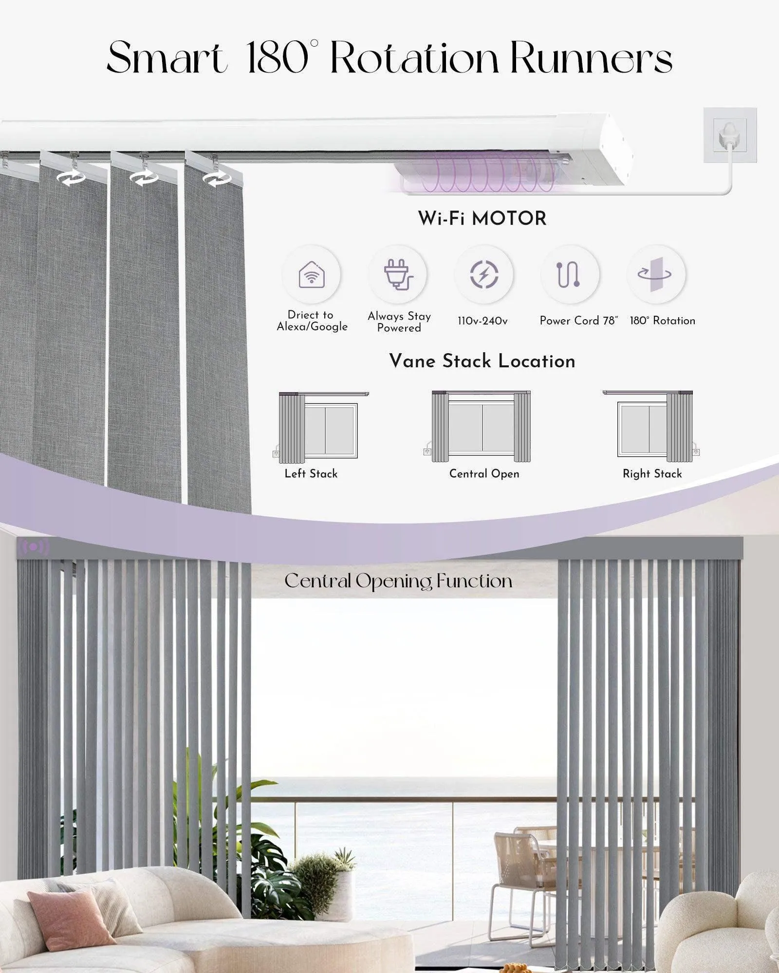 Graywind Smart Vertical Blinds | Light Filtering Textured Series | Customizable