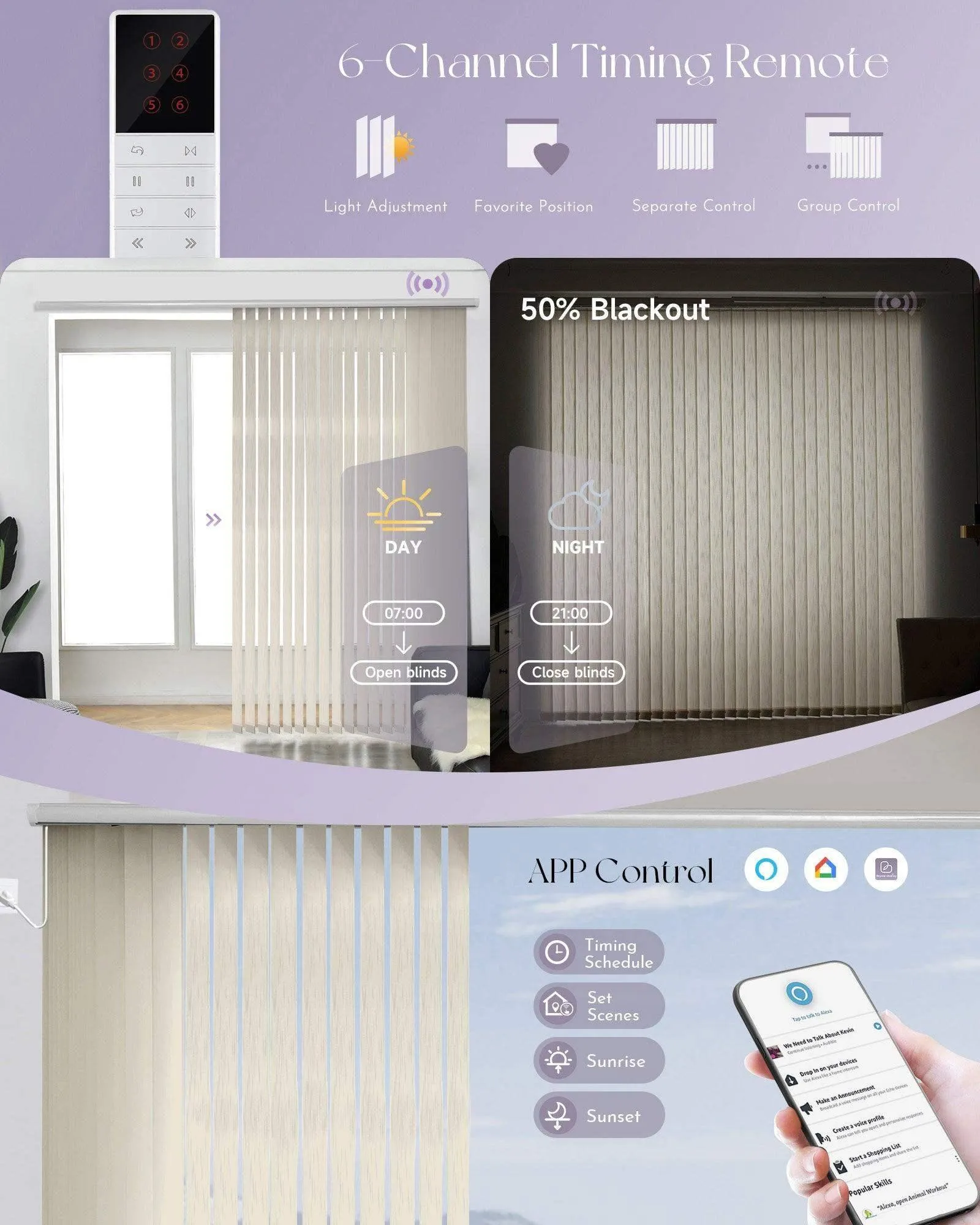 Graywind Smart Vertical Blinds | Light Filtering Textured Series | Customizable