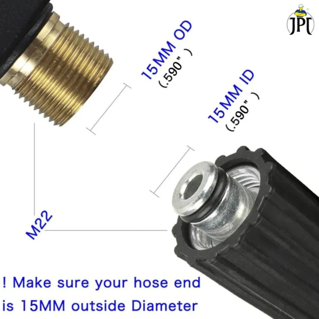 JPT Combo 8-Metre Pressure Washer Hose Pipe With M22-15mm Metric Male Thread Fitting