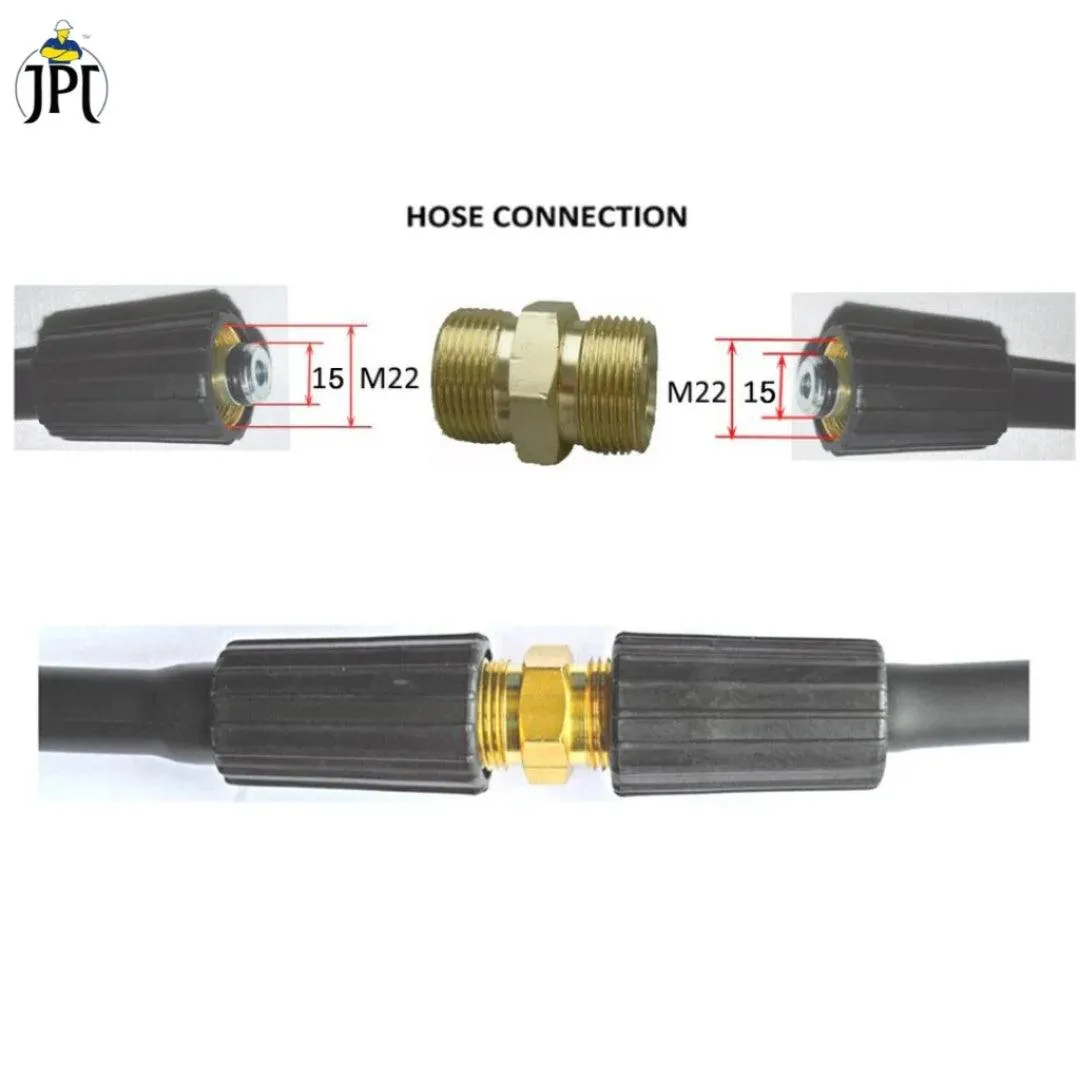 JPT Combo 8-Metre Pressure Washer Hose Pipe With M22-15mm Metric Male Thread Fitting