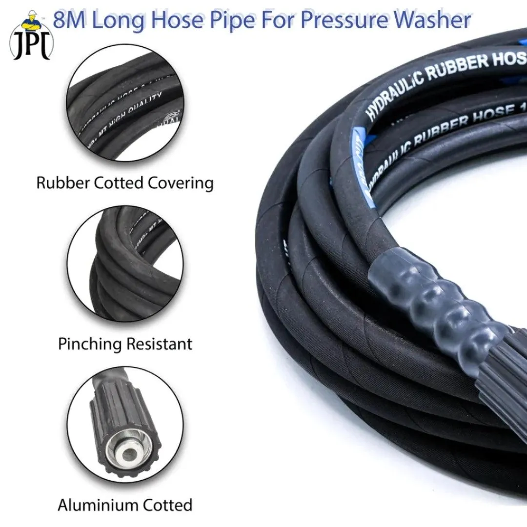 JPT Combo 8-Metre Pressure Washer Hose Pipe With M22-15mm Metric Male Thread Fitting