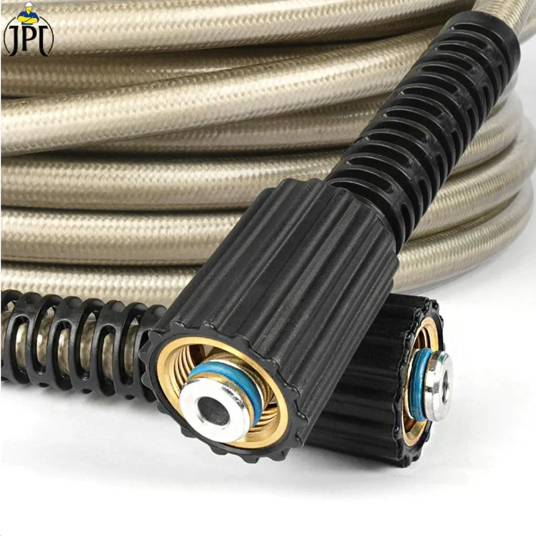 JPT Heavy Duty 15-Metre Super Flexible Pressure Washer Hose Pipe | American Standard M22 Thread With O-Ring Seals | Up To 3200 PSI Pressure | Compatible With Many Washer Brands | M22-15mm Thread Fitting Included