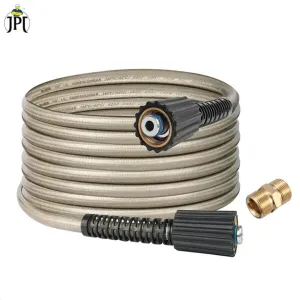 JPT Heavy Duty 15-Metre Super Flexible Pressure Washer Hose Pipe | American Standard M22 Thread With O-Ring Seals | Up To 3200 PSI Pressure | Compatible With Many Washer Brands | M22-15mm Thread Fitting Included