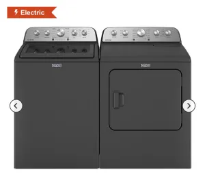 MAYTAG 4.8 Cu. Ft. Top Load Washer in and 7.0 Cu. Ft. Front Load Electric Dryer with with Steam-Enhanced Cycles in Volcano Black Model: MVW5430PBK/MED5430PBK