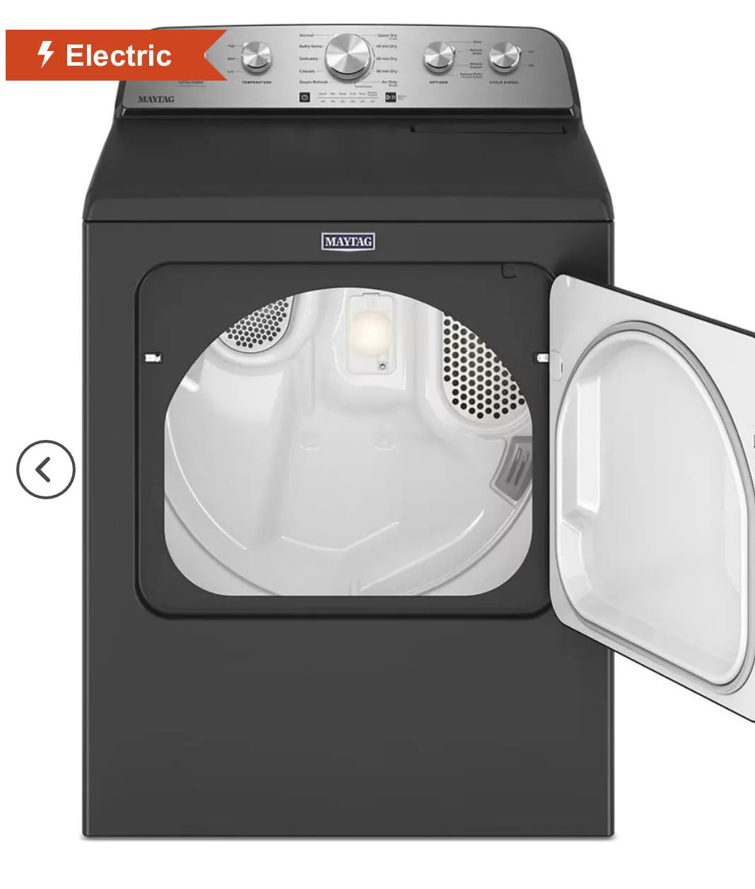 MAYTAG 4.8 Cu. Ft. Top Load Washer in and 7.0 Cu. Ft. Front Load Electric Dryer with with Steam-Enhanced Cycles in Volcano Black Model: MVW5430PBK/MED5430PBK