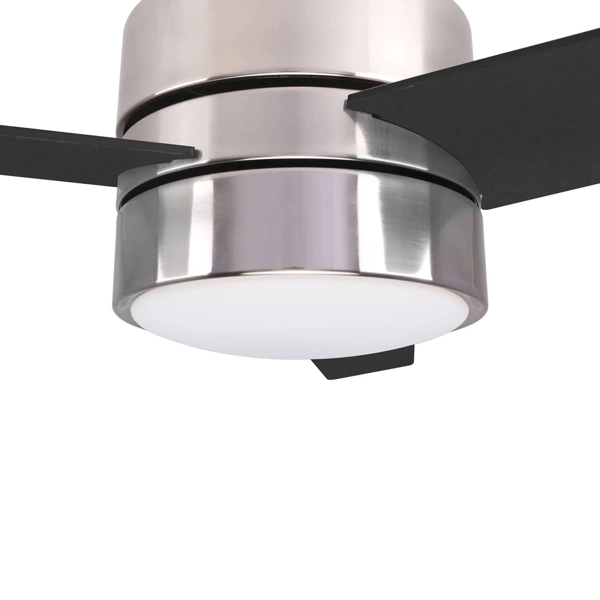 RAIDEN 52 inch 3-Blade Flush Mount Smart Ceiling Fan with LED Light Kit & Smart Wall Switch  - Silver/Black